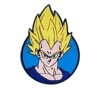 Comercial Mercera, Parches de Ropa Termoadhesivos, Dragon Ball, Personaje Sayayin Vegeta, Parche para Camisetas, Gorras, Mochilas Escolares, 100% Poliéster, 6x6 Cm