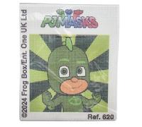 COMERCIAL MERCERA, Punto de Cruz, Kit para Niños Pj Mask, Crea tu Cuadro de Punto de Cruz, Divertido para Aprender, 18x15 Cm (Gekko)