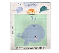Comercial Mercera, punto de cruz, punto de cruz infantil, Kawanimals, para crear tu lienzo infantil, divertido para niños, aprende con el kit de bordado en punto de cruz, 18 x 15 (elefante)