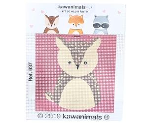 Comercial Mercera, punto de cruz, punto de cruz infantil, Kawanimals, para crear tu lienzo infantil, divertido para niños, aprende con el kit de bordado en punto de cruz, 18 x 15 (ciervo)