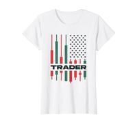 Comerciante - Amante del Comercio del día de Las criptomonedas estadounidenses Camiseta gráfica económica, Mujer, Blanco, L