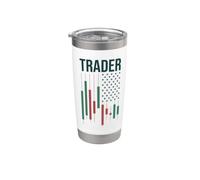 Comerciante - US American Flag Crypto & Stock Trading Vaso térmico de acero inoxidable de doble pared