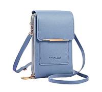 Comercio Exterior para Mujer Multifuncional Un Hombro Pantalla Táctil Teléfono Móvil Monedero PU Bolso de Hombro Recuerdos Bolsas, azul, Talla única para todos
