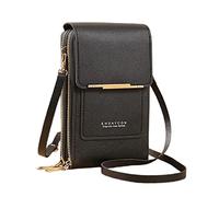 Comercio Exterior para Mujer Multifuncional Un Hombro Pantalla Táctil Teléfono Móvil Monedero PU Bolso Mariquita Bolsas Lámpara, Negro , Talla única para todos