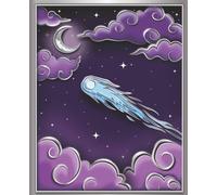 Comet & Crescent Moon in Clouds Journal Notebook: 7.5" x 9.25" | Wide Ruled | 110 Pages | Blue & Silver Version | For Kids, Teens, and Adults (Night Sky Shadow Box)