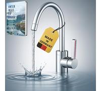 Comet Lucca - Grifo monomando para caravana (12 V, cromo, con microinterruptor, giratorio 360°, para autocaravanas y barcos)