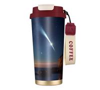 Comet Print - Taza de café aislada al vacío de 18 onzas con popote y tapa, taza de viaje para bebidas frías y calientes