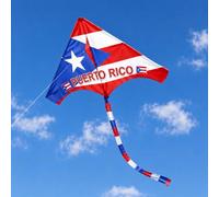 Cometa de bandera de Puerto Rico - cometas delta boricua rojo, blanco y azul con cola larga | Diseño de bandera voladora al aire libre para adultos | Playa y parque boricua del orgullo puertorriqueño