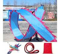 Cometa de cinta lavable con forma de dragón Poi, cinta giratoria de dragón de fitness con cabeza de dragón de plástico 3D realista, juego de accesorios de escenario for celebraciones de eventos.(Blue,