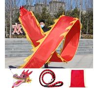 Cometa de cinta lavable con forma de dragón Poi, cinta giratoria de dragón de fitness con cabeza de dragón de plástico 3D realista, juego de accesorios de escenario for celebraciones de eventos.(Red,6