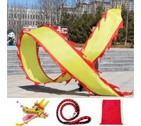 Cometa de cinta lavable con forma de dragón Poi, cinta giratoria de dragón de fitness con cabeza de dragón de plástico 3D realista, juego de accesorios de escenario for celebraciones de eventos.(Yello