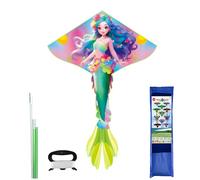 Cometa de Forma-de-Sirena, 90x59Inch Cometa de una Sola línea con Hilo de Cola de Largo para Niños y Adultos Principiantes, Juegos al Aire Libre, Viaje a La Playa, Regalo de Cometas