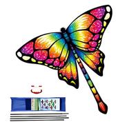 Cometa de playa - Cometa grande portátil con mango y cuerda de 100 m, actividades al aire libre para - elevación estable y manejo sencillo, lo que hace que los adultos,