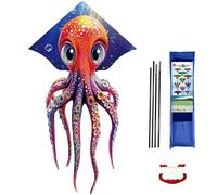 Cometa de Pulpo, 98×56inch Cometa de una Sola línea con Hilo de Cola de 150cm de Largo para Niños y Adultos Principiantes, Juegos al Aire Libre, Viaje a La Playa, Regalo de Cometas