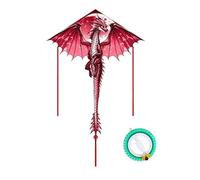 Cometa De Una Sola Línea Winged Dragon, Tela De Rejilla, Varillas De Fibra De Vidrio, con Carrete, para Actividades Al Aire Libre En La Playa Y En El Parque(Red,String1640ft)