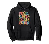 Cometa Flyer 60s 70s Hippie Retro Paz Amor Cometa volando Sudadera con Capucha