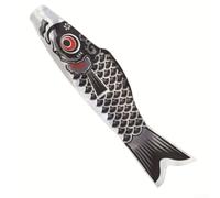 Cometa japonesa con bandera de peces hecha de satén para un uso fiable al aire libre, para mejorar las atmósferas del jardín y el patio trasero (negro, 100 cm)