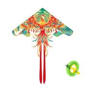 Cometa Phoenix Grande, Volante de una Sola línea para Exteriores con Tela de Rejilla, Varilla de Vidrio, fácil Montaje y Carrete para Beach Park(Red,String1640ft)