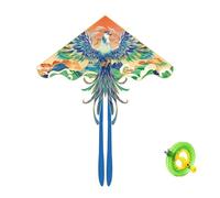 Cometa Phoenix Grande, Volante de una Sola línea para Exteriores con Tela de Rejilla, Varilla de Vidrio, fácil Montaje y Carrete para Beach Park(Blue,String2297ft)