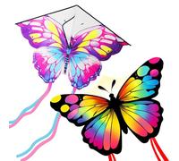 Cometas para NiñOs, panemy 2 Piezas Cometa Mariposa, con Cuerda de 200 Metros, Cometa para Exteriores, Ideales para OtoñO, Playa y Actividades Familiares (Polvo Morado)
