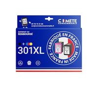 COMETE, Fabricado en Francia - 301XL - 2 Cartuchos de Tinta compatibles con HP 301 XL - para HP Envy 4500 4520 5530 DeskJet 1000 1012 1510 2050 2540 2547 3050 OfficeJet 2622 (1 Negro y 1 Color)