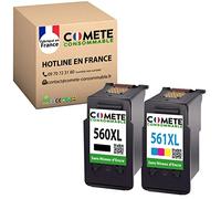 COMETE, Made In France - 560XL y 561XL - 2 Cartuchos de Tinta Compatibles con Canon 560 561 PG-560 CL-561 XL para Canon Pixma TS5350 TS5352 TS7450 TS7451 TS5351 - sin Nivel de Tinta - Negro y Color