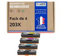 COMETE, Marca Francesa - 203X - 4 Cartuchos de Tóner Compatibles con HP 203X 203A CF540X CF540A para HP Color LaserJet Pro MFP M281fdw M281fdn M280nw M281cdw M254dw M254dn (1 Noir et 3 Couleur)