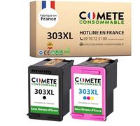 COMETE, Marca Francesa - 303XL - 2 Cartuchos de Tinta Compatibles con HP 303 XL para HP Envy Photo 6220 6230 6232 7130 7134 7220 7800 7830 7900 Tango X Tango - sin Nivel de Tinta (1 Negro y 1 Color)