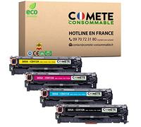 COMETE, Marca Francesa - 305A - 4 Cartuchos de Tóners Compatibles con HP 305A HP CE410A CE411A CE412A CE413A para HP Laserjet Pro 400 Color MFP M475DN M475DW M451NW - 1 Negro y 3 Color