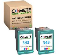 COMETE, Marca Francesa - 343-2 Cartuchos de Tinta Compatibles con HP 343 para HP Officejet 6210, 6310, 6313, 7110, 7310xi, 7410xi y para HP Photosmart 2610, 2710, 2713, 425; PSC Serie2355-2 Color