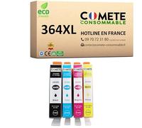 COMETE, Marca Francesa - 364XL - 4 Cartuchos de Tinta Compatibles con HP 364 XL para HP Photosmart 5520 6510 6520 y para HP OfficeJet 4620 4622-1 Negro, 1 Cian, 1 Magenta, 1 Amarillo