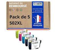 COMETE, Marca Francesa - 502XL - 5 Cartuchos de Tinta Compatibles con Epson 502 XL - para Epson Expression Home XP-5100 Workforce WF-2860 (2 Negro y 3 Color)