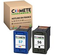 COMETE, Marca Francesa - 56 57-2 Cartuchos de Tinta Compatibles para HP 56 y 57 - para HP DeskJet 5150 5550 9680gp OfficeJet 4212 4215 1210 1215 1315 1350 2105 Photosmart 7660