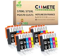 COMETE, Marca Francesa - 570XL y 571XL - 20 Cartuchos de Tinta Compatibles con Canon PGI-570 CLI-571 para Canon Pixma TS5050 MG5750 TS5051 TS6050 MG5752 MG5751 MG5700-8 Negro y 12 Color
