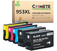 COMETE, Marca Francesa - 953XL - 5 Cartuchos de Tinta Compatibles con HP 953 XL para HP OfficeJet Pro 7720 7740 8710 8715 8720 8725 8728 8730 8740 8700-2 Negro, 1 Cian, 1 Magenta, 1 Amarillo