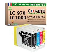 COMETE, Marca Francesa - LC970 LC1000-4 Cartuchos de Tinta Compatibles con Brother LC970 LC1000 DCP135C DCP150C DCP153C DCP157C MFC235C MFC260C (1 Negro y 3 Color)