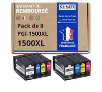 COMETE, Marca Francesa - PGI1500XL - 8 Cartuchos Compatibles con Canon PGI-1500 XL 1500XL - para Canon Maxify MB 2050 2100 2150 2155 2300 2350 2700-2 Negro, 2 Cian, 2 Magenta, 2 Amarillo