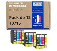 COMETE, Marca Francesa - T0715-12 Cartuchos de Tinta Compatibles con Epson Guepard (T0711 T0712 T0713 T0714) para Epson Stylus SX100 SX105 SX205 SX210 SX218 SX400 SX405 DX4000 (3 Negro y 9 Color)