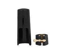 COMETX Accesorios para saxofón, hebilla de metal, clip de cuero + tapa de cobre único, ajuste de tornillo de cobre, ligadura compacta y duradera