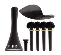 COMETX Accesorios para violín de madera 4/4, juego de piezas de ébano con cordal, mentonera y clavijas de afinación