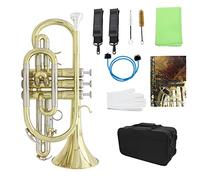 COMETX Bb Cornet Professional Bb Flat Cornet Instrumento de latón con estuche de transporte Guantes Paño de limpieza Cepillos