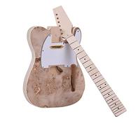 COMETX Guitarra eléctrica sin terminar, kit de bricolaje de cuerpo de tilo, superficie de madera de arce, mástil y diapasón