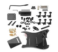 COMETX Juego completo de accesorios para guitarra eléctrica ST, juego completo de accesorios de bricolaje, incluye puente de golpeador precableado, pastillas SSS y otros accesorios, color negro