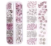 COMETX Juego de 12 taladros de uñas con forma de diamantes de imitación, taladro de fondo afilado, paquete combinado de taladro de joyería de uñas, juego de bricolaje