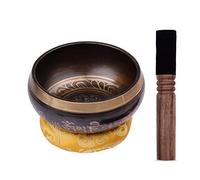 COMETX Juego de cuencos tibetanos para cantar budismo con cuenco de sonido de metal hecho a mano de 12,5 cm, cojín suave y madera para meditación, sonido, chakras, sanación, yoga, relajación