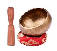 COMETX Juego de cuencos tibetanos para cantar budismo con cuenco de sonido de metal hecho a mano de 8 cm, cojín suave y madera para meditación, sonido, chakras, curación, yoga, relajación