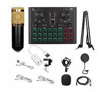COMETX Juego de tarjeta de sonido y micrófono V8 Plus Tarjeta de sonido BM800 Micrófono de condensador para transmisión en vivo, grabación, karaoke