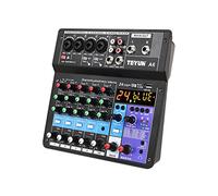 COMETX Mezclador de audio de 6 canales A6 6 CH Protable Mini mezclador consola de audio con tarjeta de sonido Grabación USB Cantar Webcast Party Mixer