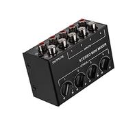 COMETX Mezclador de audio mini mezclador de audio estéreo con entradas RCA de 4 canales, controles de volumen separados, carcasa de metal completa