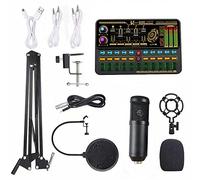 COMETX Mezclador de audio para computadoras y teléfono móvil, tarjeta de sonido multifuncional SK500 en vivo y kit de micrófono de suspensión BM800, grabación de radiodifusión, condensador, conjunto